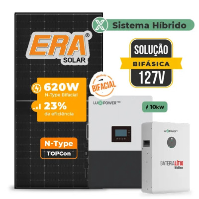 Gerador de Energia Solar Hibrido Luxpower com Bateria Telhado Cerâmico Gancho - 1
