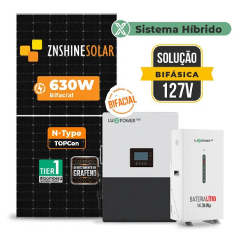 Gerador de Energia Solar Hibrido Luxpower com Bateria Telhado Fibro Parafuso Madeira - 1