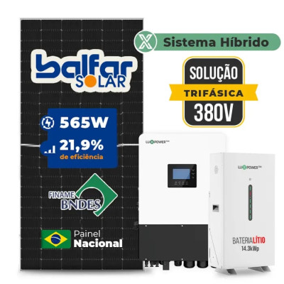Gerador de Energia Solar Hibrido Luxpower com Bateria Telhado Fibro Parafuso Madeira - 1