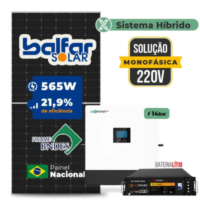 Gerador de Energia Solar Hibrido Luxpower com Bateria Telhado Metálico Mini Trilho - 1