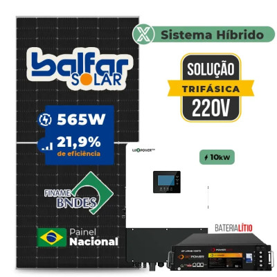 Gerador de Energia Solar Hibrido Luxpower com Bateria Telhado Metálico Mini Trilho - 1