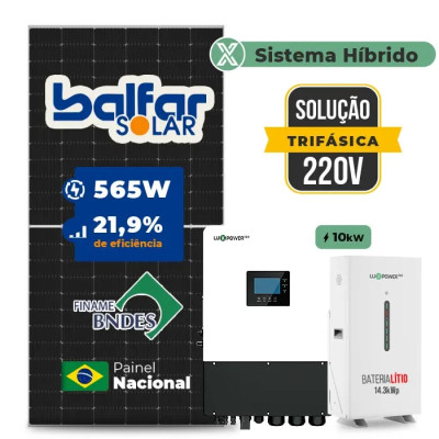 Gerador de Energia Solar Hibrido Luxpower com Bateria Telhado Fibro Parafuso Madeira - 1