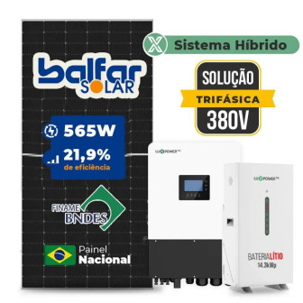 Gerador de Energia Solar Hibrido Luxpower com Bateria Telhado Metálico Mini Trilho - 1