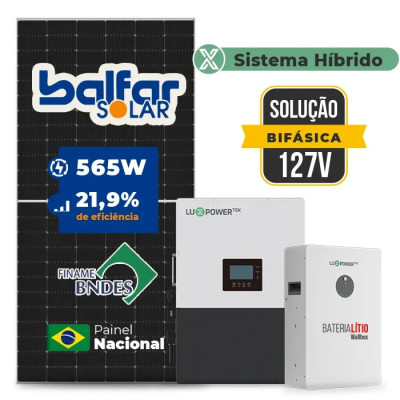 Gerador de Energia Solar Hibrido Luxpower com Bateria Telhado Fibro Parafuso Madeira - 1