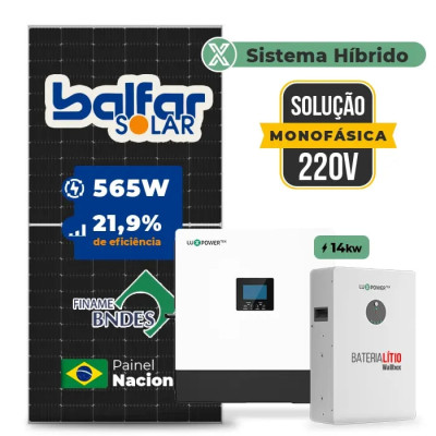 Gerador de Energia Solar Hibrido Luxpower com Bateria Laje Inclinação - 1