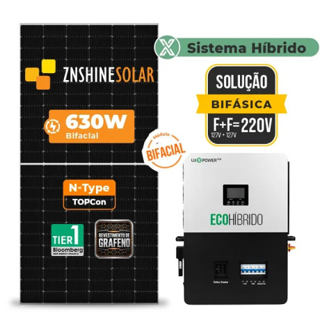 Gerador de Energia Solar Hibrido Luxpower sem Bateria Telhado Metálico Mini Trilho - 1