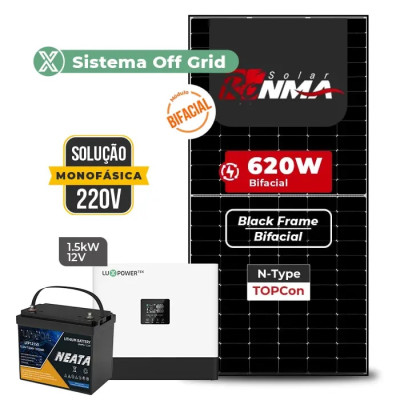 Gerador de Energia Solar Off Grid Interativo Luxpower Telhado Fibro Parafuso Madeira - 1