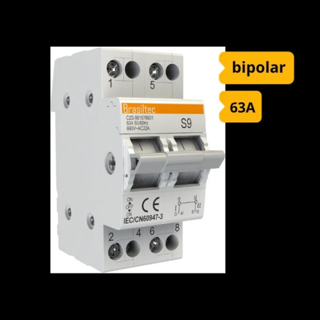 CHAVE DE TRANSFERENCIA MANUAL BRASILTEC 63A BIPOLAR - 1
