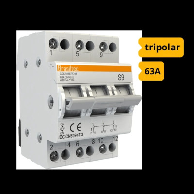 CHAVE DE TRANSFERENCIA MANUAL BRASILTEC 63A TRIPOLAR - 1