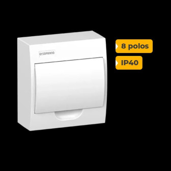 QUADRO DISTRIBUIÇÃO DE SOBREPOR 8 POLOS IP40 - 1