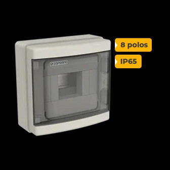 QUADRO DISTRIBUIÇÃO DE SOBREPOR 8 POLOS IP65 - 1