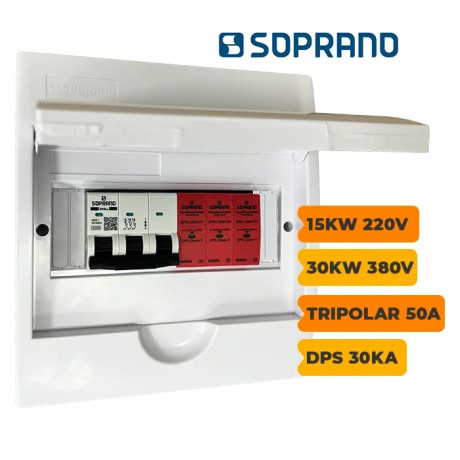 QUADRO CA SOPRANO TRIPOLAR 50A COM DPS 30KA 275V - 1