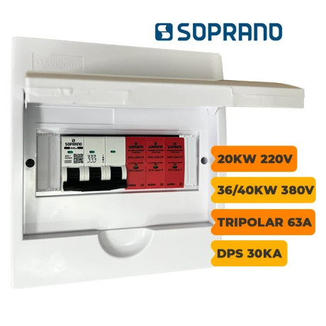 QUADRO CA SOPRANO TRIPOLAR 63A COM DPS 30KA 275V - 1