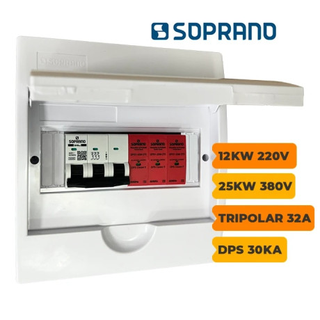 QUADRO CA SOPRANO TRIPOLAR 40A COM DPS 30KA 275V - 1