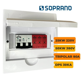 QUADRO CA SOPRANO TRIPOLAR 80A COM DPS 30KA 275V - 1