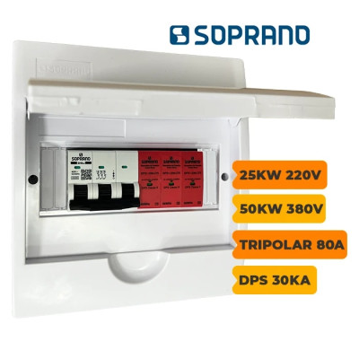 QUADRO CA SOPRANO TRIPOLAR 80A COM DPS 30KA 275V - 1