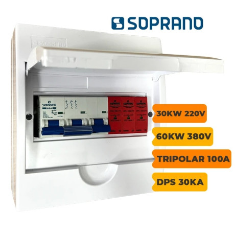QUADRO CA SOPRANO TRIPOLAR 100A COM DPS 30KA 275V - 1