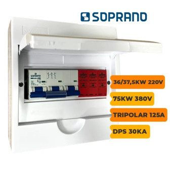 QUADRO CA SOPRANO TRIPOLAR 125A COM DPS 30KA 275V - 1