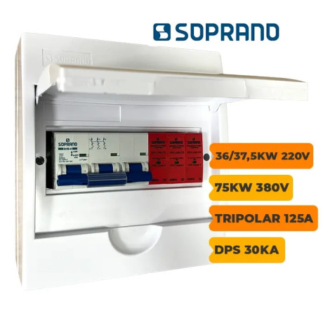 QUADRO CA SOPRANO TRIPOLAR 125A COM DPS 30KA 275V - 1