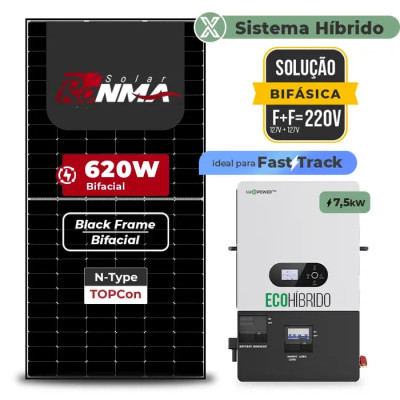 Gerador de Energia Solar Hibrido Luxpower sem Bateria Telhado Fibro Parafuso Metal - 1