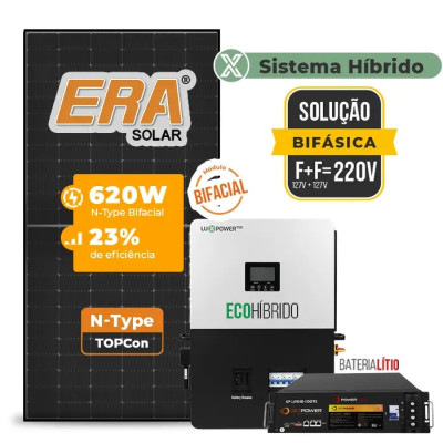 Gerador de Energia Solar Hibrido Luxpower com Bateria Telhado Fibro Parafuso Madeira - 1